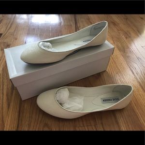 Steve Madden Off White Glitter Flats